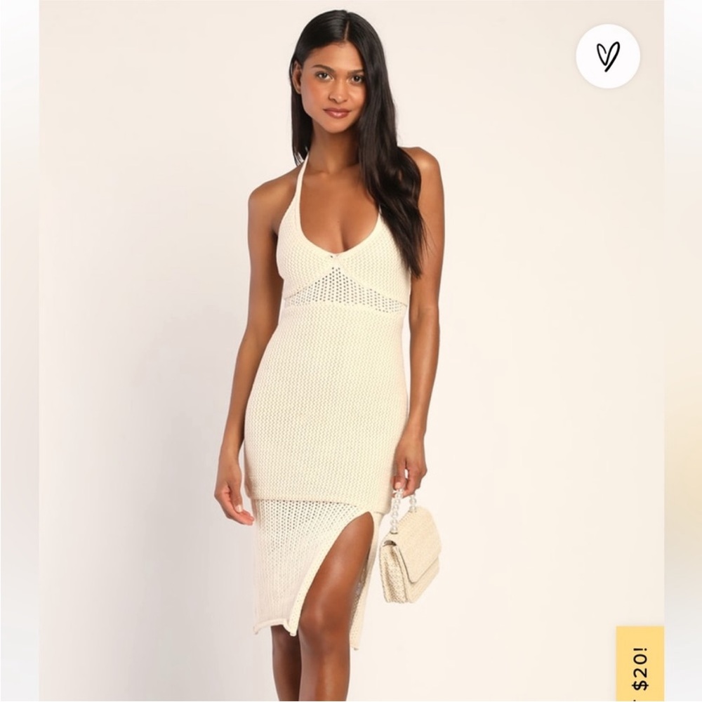Lulus summer crochet halter midi dress